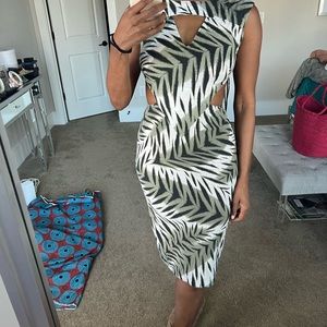 Vintage cutout print midi dress